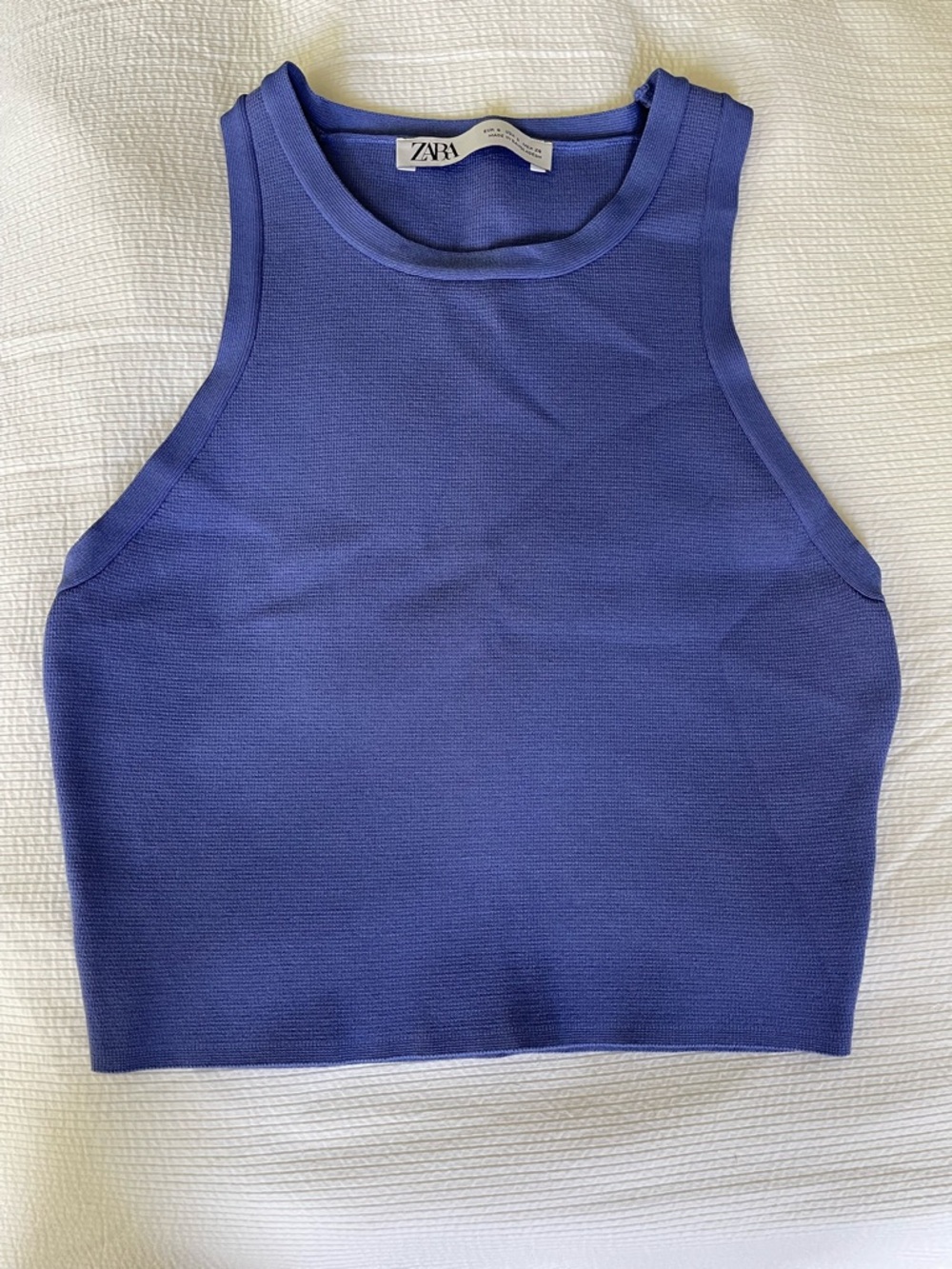 Zara Women’s Periwinkle Blue Ribbed Cropped Tank NEW WITHOUT TAGS